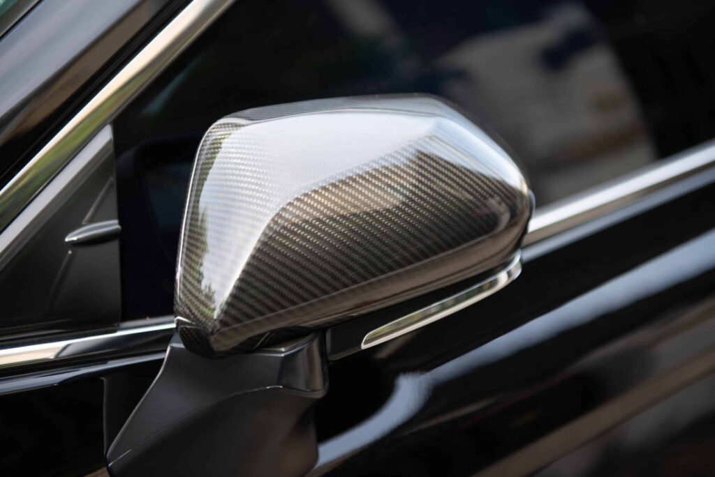 Close up of car wing mirror