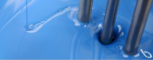 Blue resin being mixed during manufacturing process