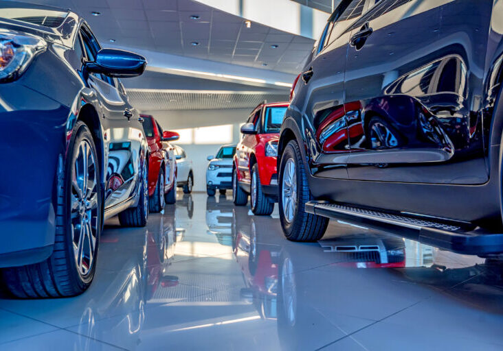 New cars at a dealer showroom