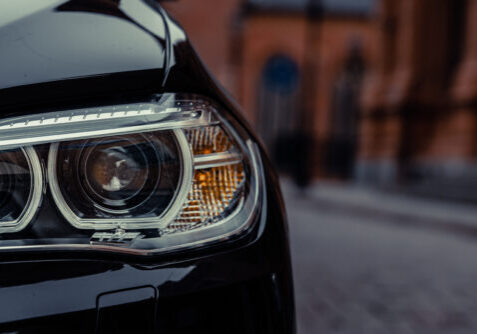 Close up of car headlight