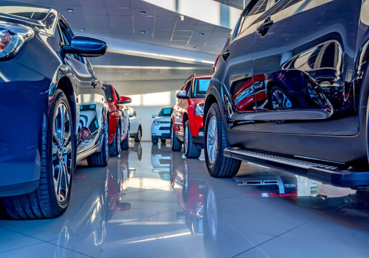 New cars at dealer showroom