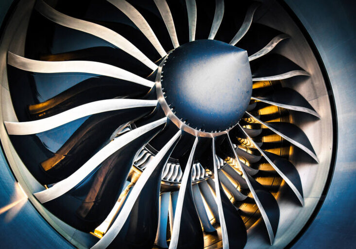 Detail of a modern turbofan aircraft engine