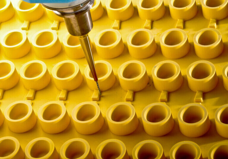 PU tooling material in a CNC machine showing machining details