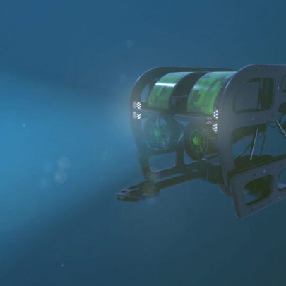 Rendered image of a deep sea remote operated underwater vehicle