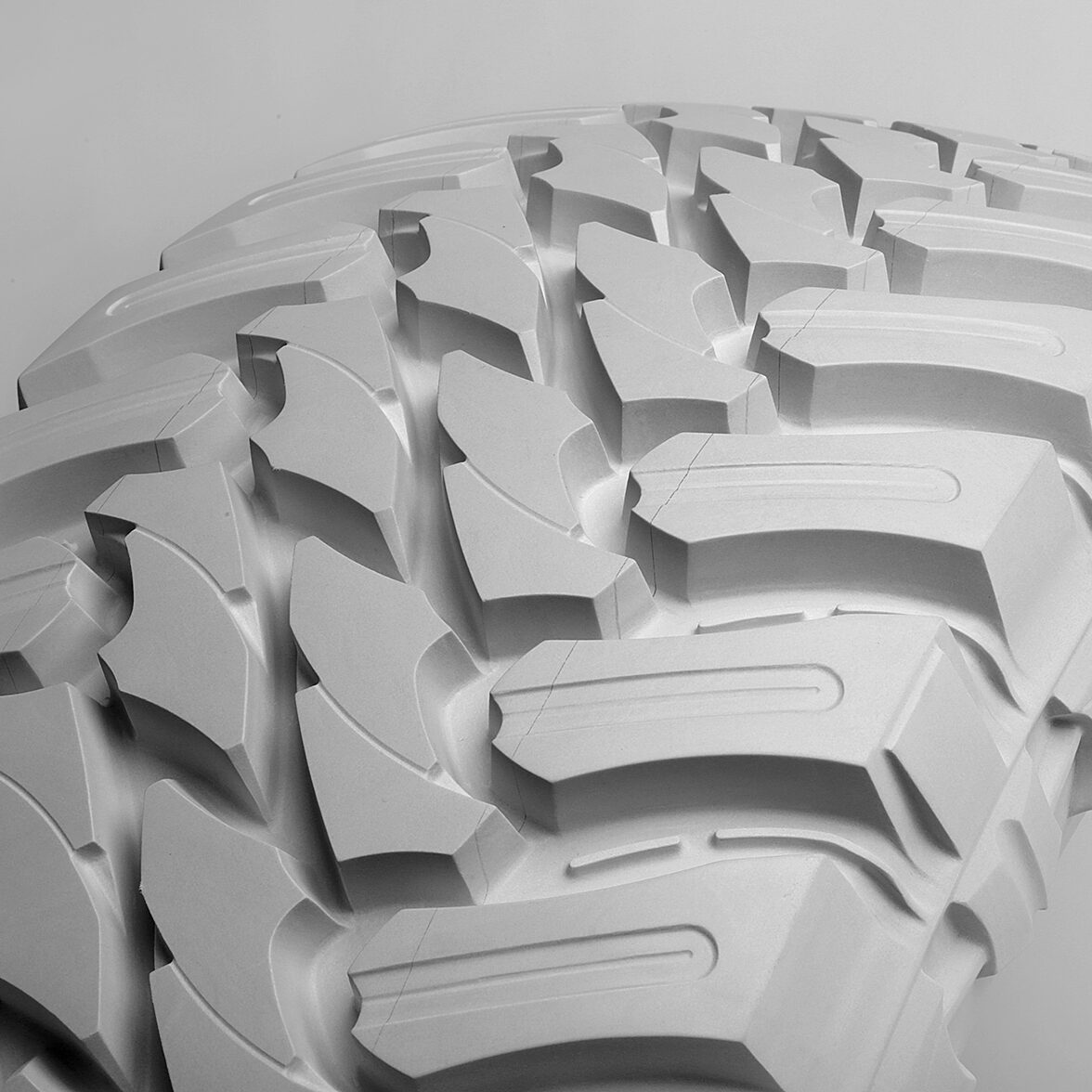 Close up of tire concept model made from epoxy tooling board