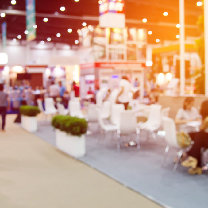 Abstract blurred image of exhibition floor